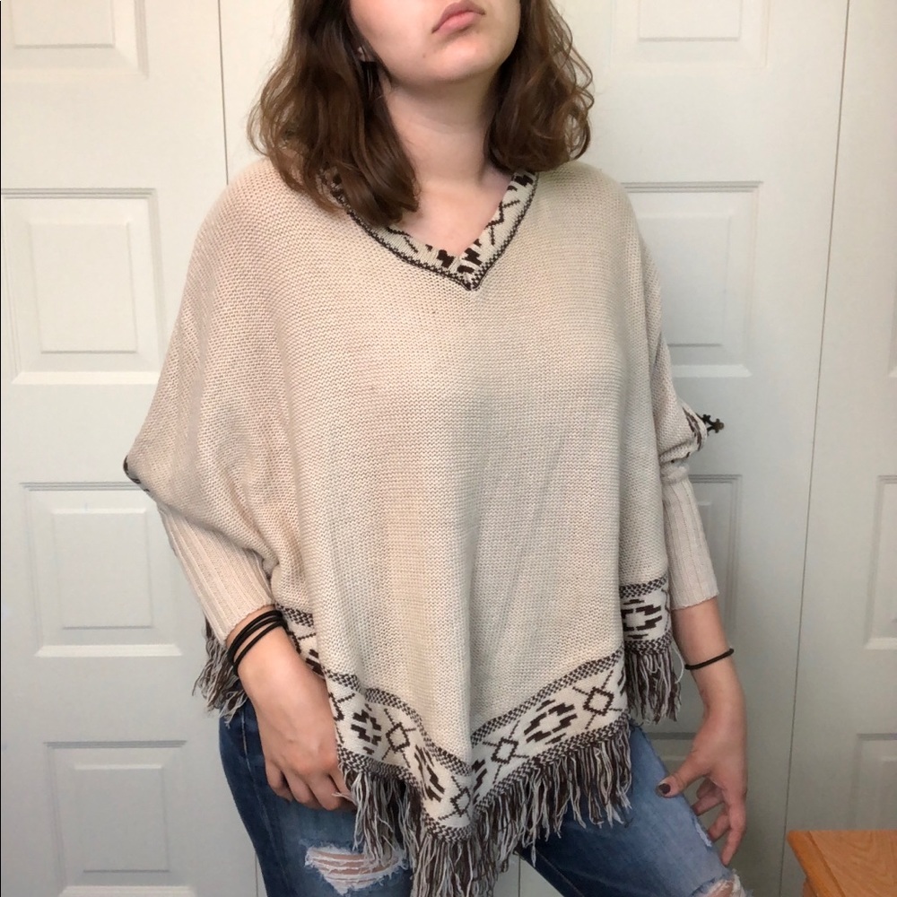 Derek Heart Butterfly Sleeve Sweater Poncho